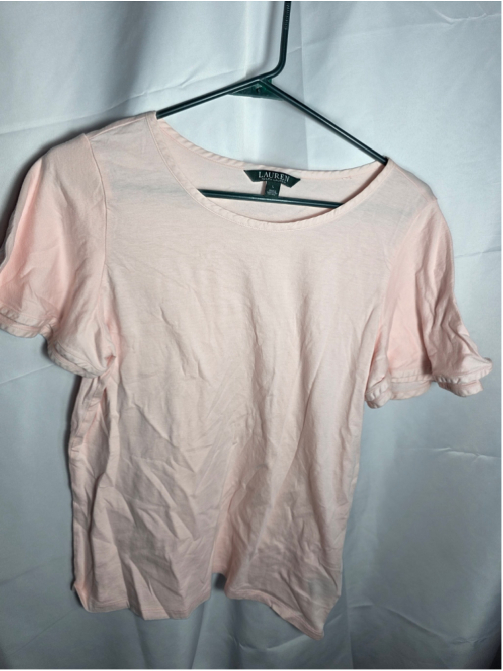 Women's Lauren Ralph Lauren Short Sleeve Tee, Size L, Pink casual preppy chic